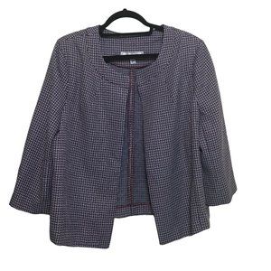 D. Vine White, Blue Red Open Suit Jacket 16W 3/4 Sleeve NWT